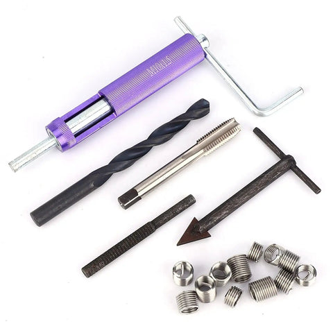 M10 x 1.25 Thread Repair Insert Kit with 12 Screw Sleeves and Twisted Drill Stainless Steel Tools