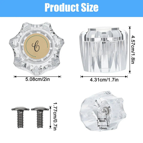 Product dimensions for Two Pack Clear Acrylic Faucet Handles Replacement Kit For Tub And Shower Knobs with screws