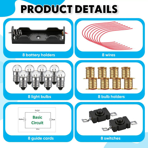 Electric Circuit Kit For Beginners 24 Piece Component Set With Light Bulb Wires Push Button Switch Battery Holder Details