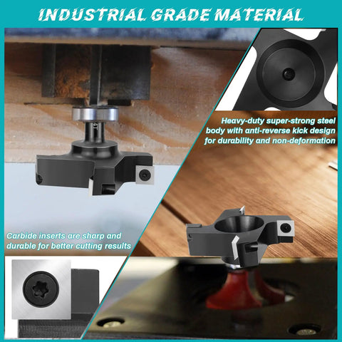 Spoilboard Surfacing Router Bit With Half Inch Shank And Three Inch Cutting Diameter Four Wing Design For Smooth Slab Flattening And Planing In Woodworking Durable Carbide Inserts Included Pro Grade CNC Routing