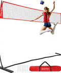 Player using 12Ft Volleyball Training Net For Backyard Play, Portable Freestanding Practice Net With Height Adjustable Frame, Includes Carry Bag