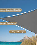 Waterproof Sun Shade Sail 8 By 10 Foot Dark Grey Canopy With Curved Edges, 95 Percent UV Blocking, 600 kPa Waterproof Rating.