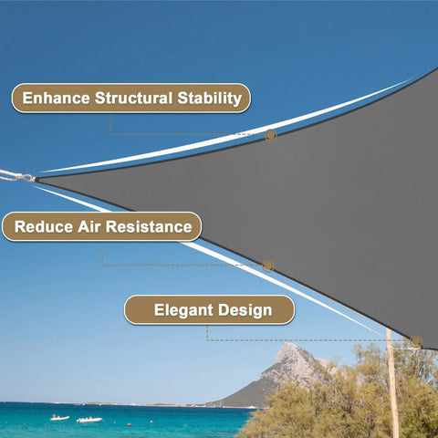 Waterproof Sun Shade Sail 8 By 10 Foot Dark Grey Canopy With Curved Edges, 95 Percent UV Blocking, 600 kPa Waterproof Rating.