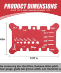 Chainsaw Chain Measuring Tool Kit 2 Pack For Pitch Gauge Bar Groove Width And File Size Compact Red Universal Compatibility