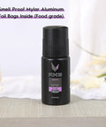Deodorant bottle with smell proof mylar aluminum foil bags background