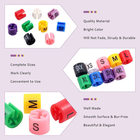 All In One Hanger Marker Kit With 290 Pcs In 9 Sizes XXS To 4XL Color Coded Tags in bright colors and quality material