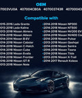 Dead Nuts Precise Street Swap Tire Pressure Sensor 433 Mhz Fits Nissan Almera Atleon Frontier Cabstar Gtr Note NV200 NV400 Rigs compatibility chart.