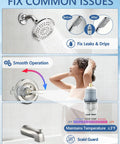 Before and after image showing Delta Compatible Shower Cartridge Replacement for RP46074, fixing leaks and ensuring smooth temperature control.