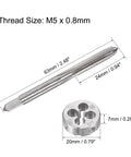 M5 X 0.8 Metric Tap And Die Set For Thread Repair Hand Tool Kit with round die, dimensions shown