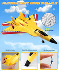 F22 RC Plane Jet For Beginners And Kids, Easy To Fly Foam Glider With Gyro Stabilization, Durable EPP Foam, Yellow, shown from top angle