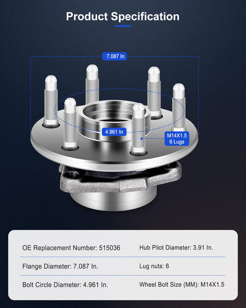 Beefed Up Front Wheel Hub And Bearing Assembly 515036 Compatible With Silverado 1500 Sierra 1500 Tahoe Escalade 1999 To 2007