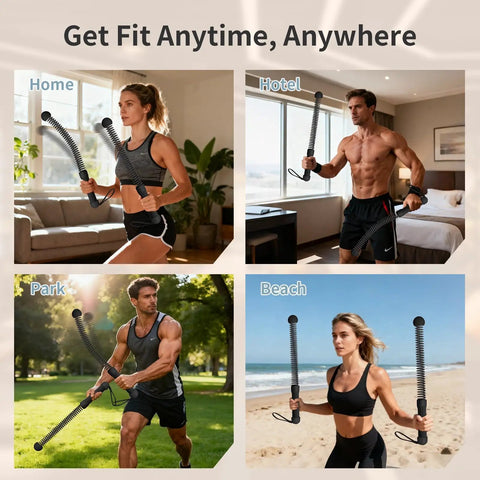 Two Pack Cordless Ropeless Battle Ropes For HIIT And Cardio used at home, hotel, park, and beach