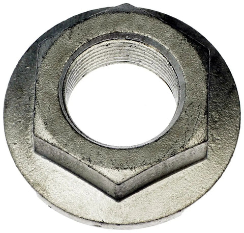 Flat metal nut component of Rear Passenger Side Loaded Steering Knuckle for Ford Models OE Fix Preassembled With All Necessary Components Rust Resistant Coating For Long Lasting Reliable Bolt In Repair