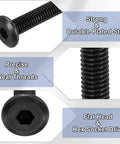 Close-up of Beefed Up Zinc Plated Carbon Steel Hex Socket Cap Screws showing strong plated steel, hex socket, and neat threads.