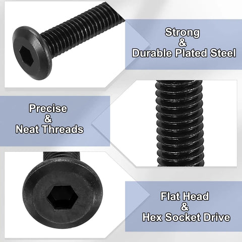 Close-up of Beefed Up Zinc Plated Carbon Steel Hex Socket Cap Screws showing strong plated steel, hex socket, and neat threads.