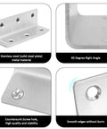 Heavy Duty L Bracket Shelf Braces 3.2 Inch, focus on stainless steel material and design features, 4 pack for wood shelves and furniture