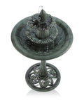 Outdoor 3 Tier Pedestal Water Fountain With Vintage Birdbath Accent In Green, Ideal Garden Decor For Patio And Backyard