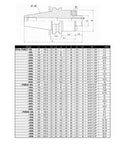 Rock Solid BT50 CNC Collet Head Extension Tool Holder For Milling And Grinding Machines dimensions and specifications chart