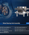 2 Pack Front Wheel Bearing And Hub Assembly 513257 For Toyota RAV4 Prius V Corolla iM Scion tC xB Lexus HS250h shown with fitment details.