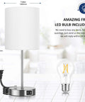 Must Have Dope Fully Dimmable Table Lamp With USB Ports And AC Outlet 60W Equivalent 5000K Daylight Edison Bulb Included