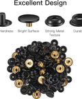 18 Sets Snap Fastener Kit 15mm Metal Snaps For Leather Bags Jeans Clothes And Fabric Black Great For Bag Making And Garment Repairs With Easy To Install Tools DIY Ready, black and gold metal snaps