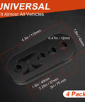 Heavy Duty Rubber Exhaust Hanger 4 Pack With 4 Holes Adjustable Muffler shown with dimensions on black background