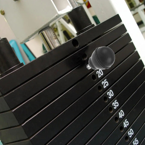 Weight Loading Pin For Gym Machines Safe Weight Selector Pin For Fitness Equipment With Secure Decrement Function in use on weights