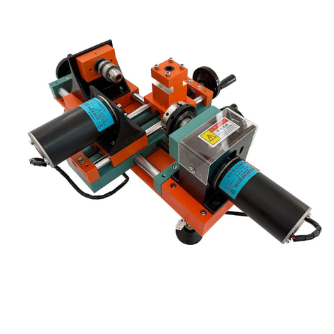 Intsuprmai Dual Motor Mini Wood Lathe Machine, Variable Speed Benchtop Tool For Bead Making with dual motors and precision parts.