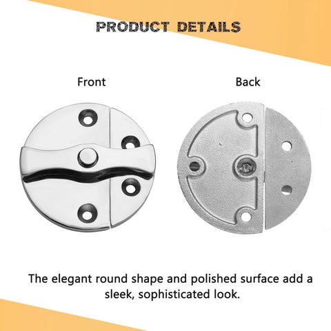 Front and back view of Heavy Duty Marine Boat Door Catch Latch 316 Stainless Steel 1.69 Inch Hatch Round Turn Button Twist Lock