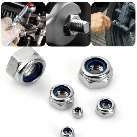 Nylon Insert Lock Nuts Set In 304 Stainless Steel, 140 Piece Assortment For M3 To M12, corrosion resistant locknut kit