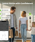 Family using Super Smart Fingerprint Door Lock For Front Entry with keyless features at home entrance.
