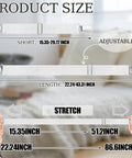 20 Pcs Hidden Strap Tablecloth Clips Set Adjustable Elastic Table Cloth Holders with sizes and adjustable range shown.