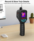 Thermal Imager With TISR 240 By 240 For Pro Grade Sharper Detail 96 By 96 VOx Sensor, shown on a desk next to a computer monitor.