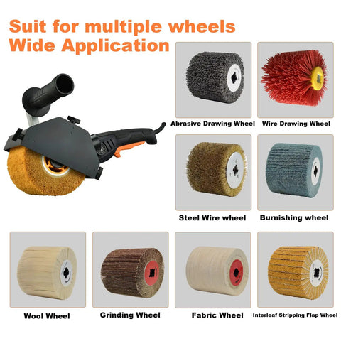 Beefy 1300W Burnishing And Polishing Machine With 6 Speed Variable Control Six Piece Buffing Wheel Kit displayed with wheel types.