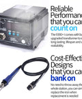 Upgraded 939D I Soldering Station Pro Grade 75W Equivalent with soldering iron and LCD display, highlighting reliability and cost-effectiveness