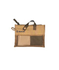Packable Micro-Terry Washcloth Kit For Travel With Two 10x10 Cloths In OD Green And Sand in compact mesh carrying case