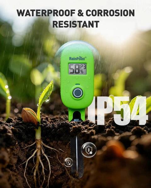 Hands Down Handy Soil Moisture Meter For Plants With Real Time Humidity Sensor And App Remote Monitoring, Perfect For Indoor Outdoor Gardening And Farm Care, Manual Quick Read Or Auto Updates, Requires WiFi Hub HWG023/HWG040, Green, waterproof IP54