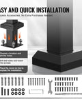 Heavy Duty Carbon Steel Outdoor Stair Handrail Kit Featuring Classic Retro Arch Design installation accessories and steps for ease of use.