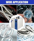 Pro Level Jewelry Steam Cleaner That Crushes Tough Grime On Gold And Silver Rings With Foot Pedal Control 4L Stainless Steel Gem Washer in use with various jewelry.