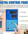 Heavy Duty Automatic Powder Filling Machine 1 To 500 Grams digital control panel displaying weight settings and functions.