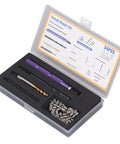 Solid Keenso 54Pc Metric Thread Repair Kit Made From Tough Stainless Steel For Home Use Fixing Stripped Screws And Damaged Threads With A Heavy Duty Tool That Gets The Job Done Quick And Easy. open case with 54-piece metric thread repair kit, steel inserts and taps