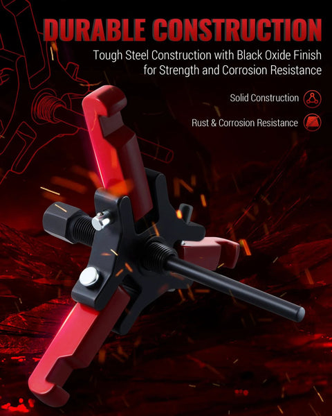 Harmonic Balancer Puller Kit with adjustable three jaw puller, black oxide finish, for GM Chrysler Ford DIY auto repairs.