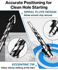 Tile Drill Bit Set 1/4 to 1/2 Inch 6-12mm with 1/4 Inch Hex Shank Eccentric 4-Cutter Design for stable starts in porcelain and glass