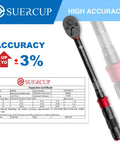 3/8 Inch Drive Click Torque Wrench Dual Direction Adjustable 5-45 Ft-Lb / 6.8-61 Nm With 72-Tooth Garage-Ready Readout