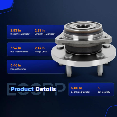 Front Wheel Hub And Bearing Assembly For Jeep Grand Cherokee 1999 To 2004 No ABS 5 Lug 3 Bolt Flange OE 513159 Replacement