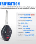 Black Four Button Keyless Entry Remote Key Fob Replacement For Mitsubishi Lancer 2008 To 2015 With FCC ID G8D-625M-A And Part 6370A477