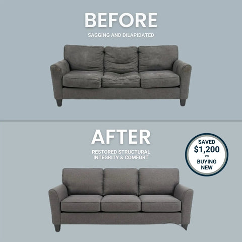 4 Pack Couch Sagging Cushion Repair Kit For Recliners And Sofas Heavy Duty Spring Replacement Before and After Image