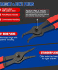 Image of a 11 Piece Snap Ring Pliers Set With Straight And Bent Retaining Ring Pliers Long Reach Pliers For Circlip Removal