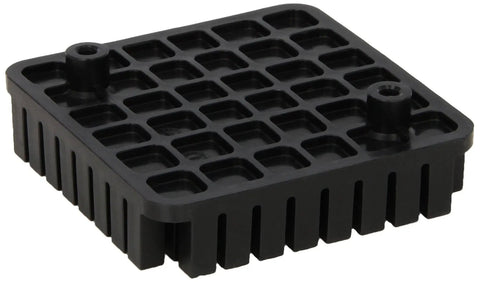 Heavy Duty Pusher Block Assembly For Commercial Food Chopper Replacement Featuring 3/8 Inch precision blades, black plastic, square design.