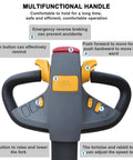 Multifunctional handle of Electric Walkie Pallet Stacker Boasting Badass Strength With A No Sweat 3300 Lbs Load Rating.